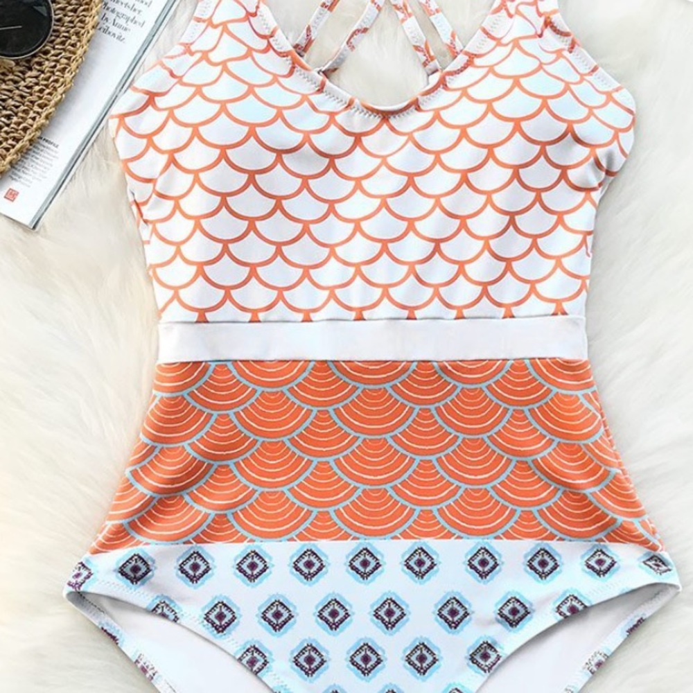 Beautiful world print one piece swimsuit